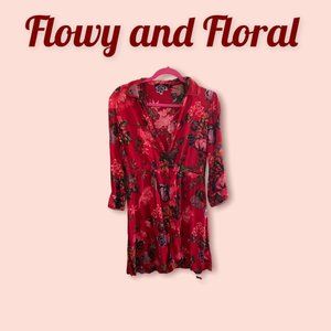 Size S Floral Red Dress